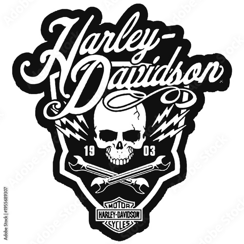 Harley davidson logo with skull and crossed wrenches