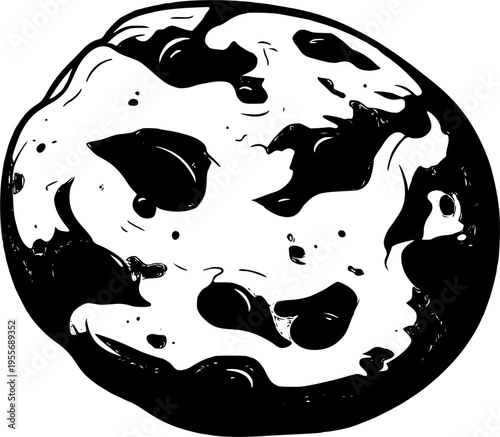 A black and white illustration of a moon
