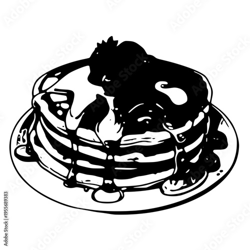 A stack of pancakes with syrup on top