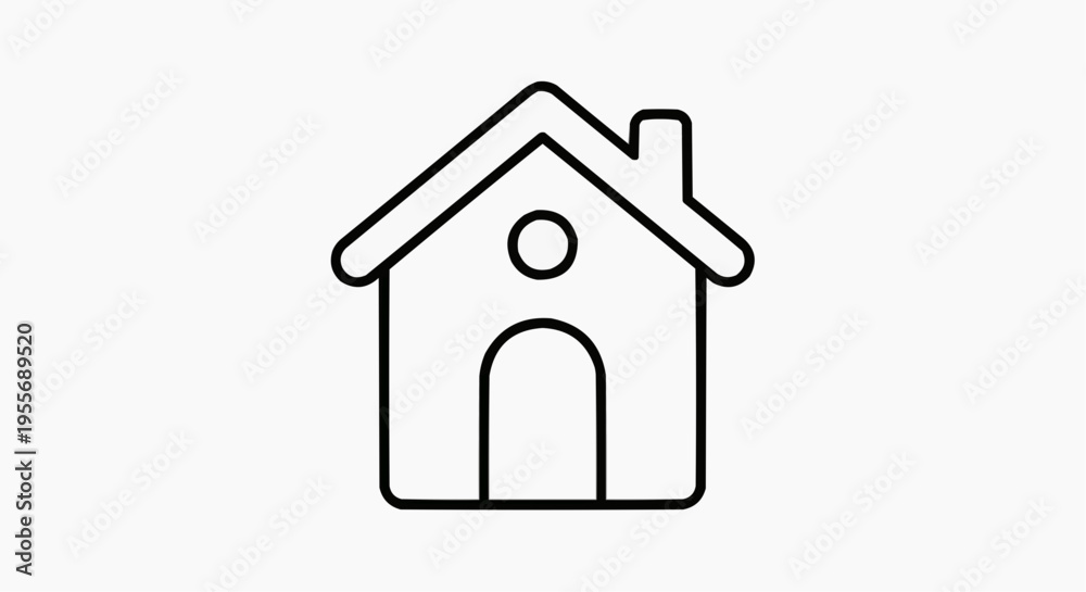 Fototapeta premium Minimal Line Home Icon – Outline House UI Vector Symbol