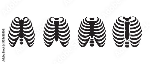 Human Rib Cage Icons Set. Isolated on White Background for Medical Anatomy and Healthcare Design.