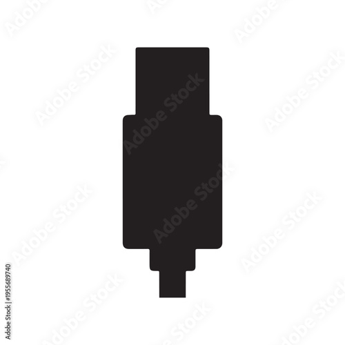 Black Usb silhouette vector illustration on white background