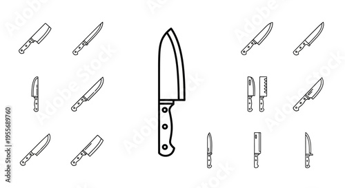 Large sharp kitchen cutting knife tool.