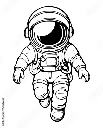 An astronaut floating in zero gravity with a detailed spacesuit