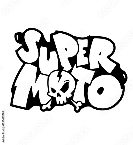 Super moto logo with a skull