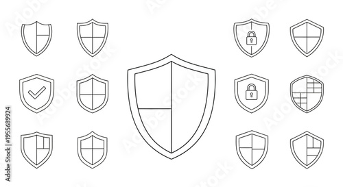 Collection of security shield icons.