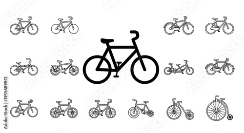 Bicycles in various riding positions.