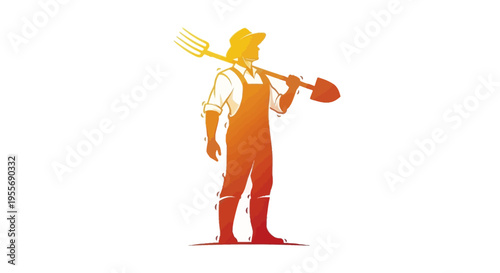 Vector illustration of a farmworker in a solidarity poster celebrating Cesar Chavez Day with a tribute to labor rights and farmworker unity