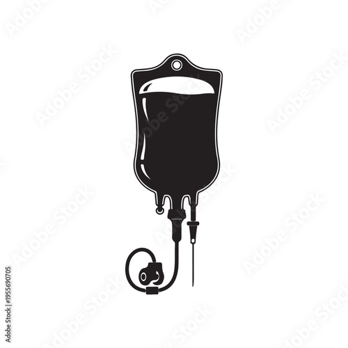 Black Infusion bag silhouette vector illustration on white background