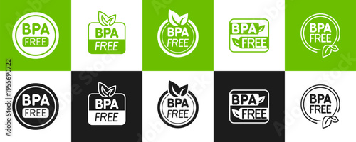 bpa bisphenol a free icons signs stickers set vector illustration 