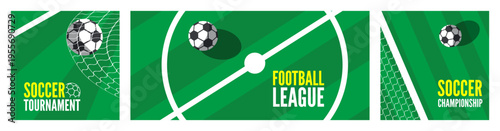 football soccer sport game competition banners set vector illustration
