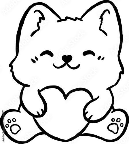 Cute Corgi with Heart Outline