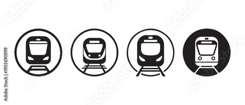 Modern Metro and Subway Train Icons Collection in Flat Design Vector Illustration.