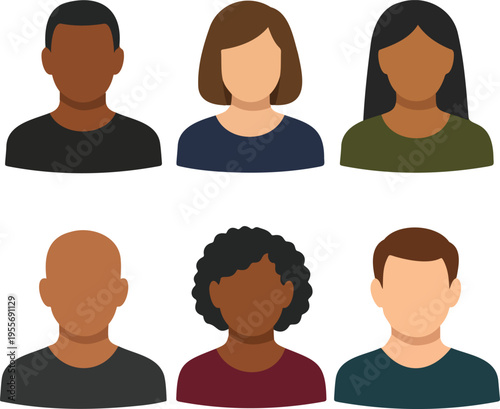 Set of diverse people avatars flat vector illustration of multi ethnic men and women characters for team profile social media community and corporate user interface design isolated on white