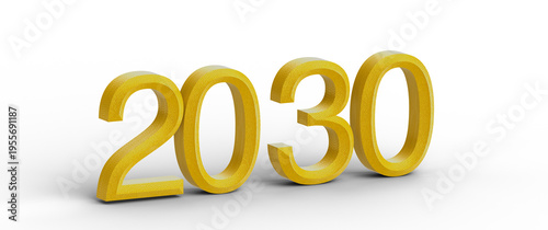 Bold golden 2030 on white b...