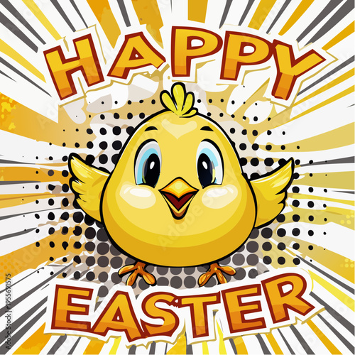 Frohe Ostern Grußkarte mit Küken und Schriftzug