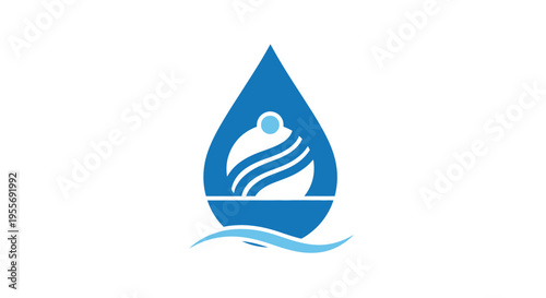 Blue water drop logo design.