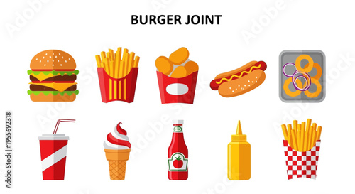 Fast food menu items and snacks.