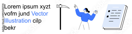 Office productivity, task management, labor, documentation, business tools, organization. Worker holding a tool near a document. Productivity and task management concept