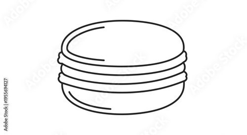 Minimalist outline illustration of a sweet French macaron cookie