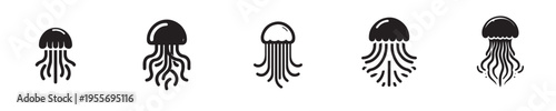 jellyfish vector with silhouette style