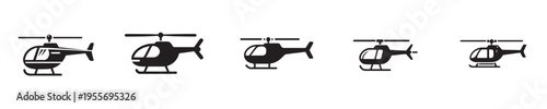 helicopter vector with silhouette style