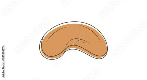 Simple illustration of a single cashew nut on white background.
