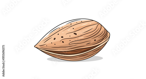 Single almond nut with shell isolated on white background.