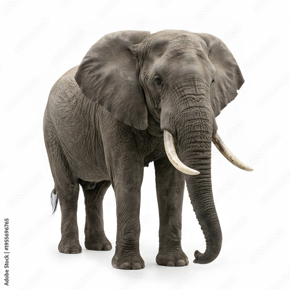 Fototapeta premium Elephant On White Background Elephant Photography Style African Elephant White Background, Elephants Animal Big Elephant Standing