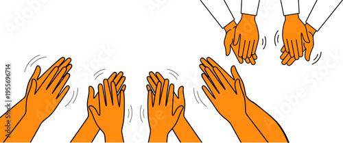 Illustrated depiction of hands clapping in various enthusiastic gestures