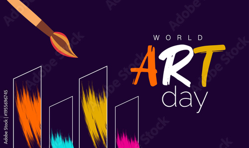 World Art Day Brush Strokes and Paint Splatter with Fine Art