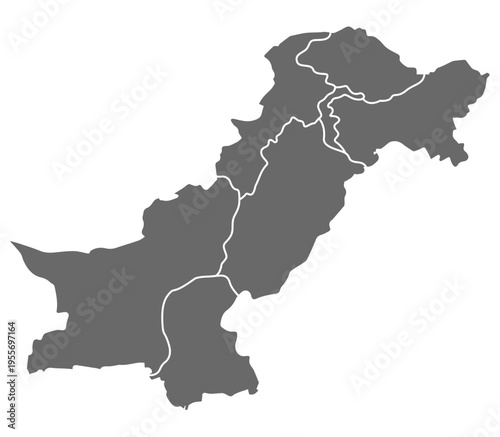 Grey Pakistan Map Vector Illustration