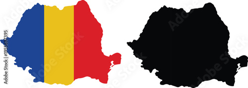 Romania Flag Map Vector Illustration