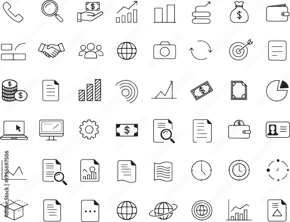 Fototapeta premium Business and Finance Icon Assortment money