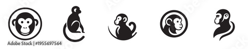 monkey vector with silhouette style