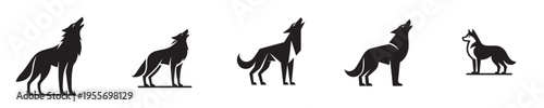 wolf vector with silhouette style