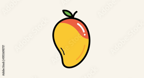 Yellow Mango Fruit With Leaf.