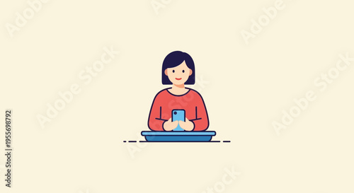 Woman Holding Coffee Cup Sitting.