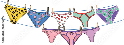 Technical fashion sketch of lingerie set featuring corset-style bra and panties with scalloped trim, bows, and structured seams, detailed garment illustration for apparel design