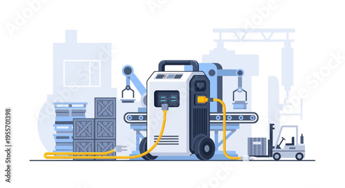 Portable Power Station Supplying Energy to Modern Factory Logistics and Automation Systems