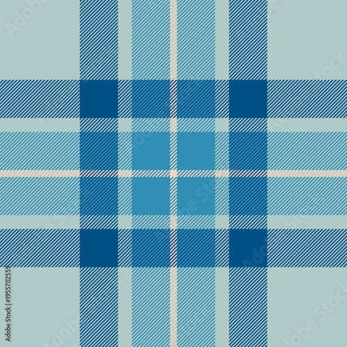 Direct check tartan texture, periodic textile vector plaid. Event background fabric pattern seamless in cyan and pastel colors.