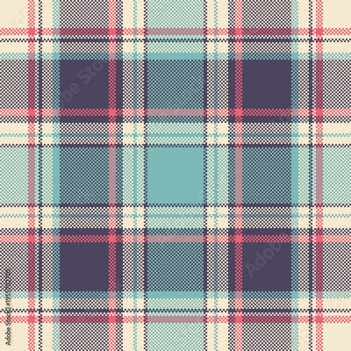Relax seamless check texture, old-fashioned tartan fabric background. Mosaic textile pattern vector plaid in pastel and light colors.