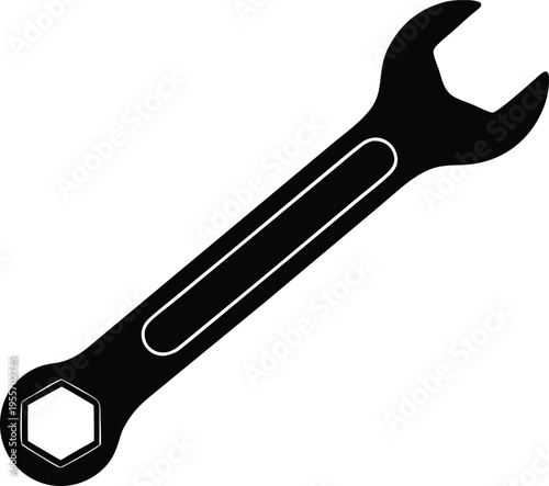 Wrench tool mechanical silhouette vector icon