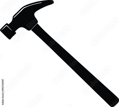 Claw hammer construction tool vector icon silhouette design