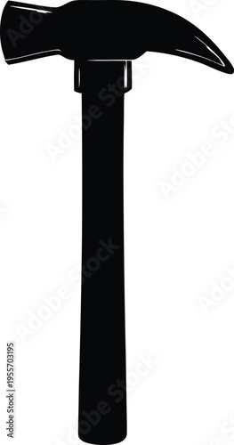 Hammer construction tool black silhouette icon set vector