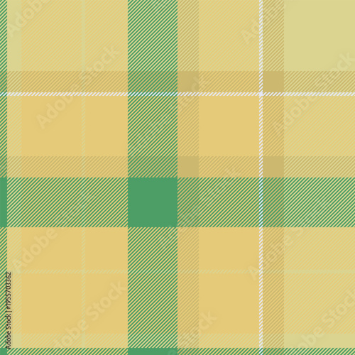 Network textile pattern check, customizable background seamless tartan. Antique plaid fabric vector texture in yellow and amber colors.