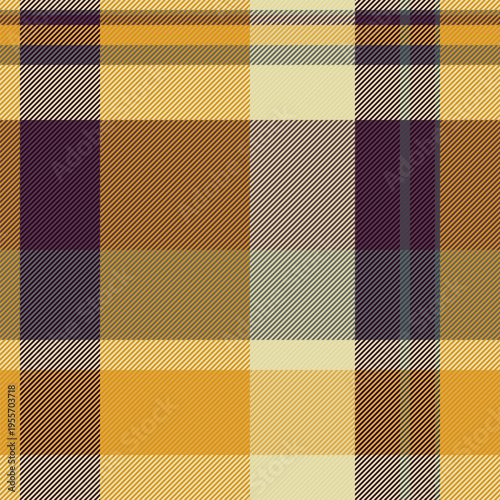 Service vector texture background, expressive plaid textile seamless. Dye fabric check tartan pattern in amber and light colors.