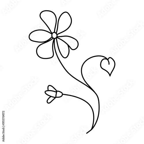 Hand drawn flowers. Doodles vector illustration. Isolated on a white background.