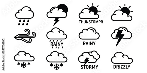 фотографія Weather icons and symbols for forecasting