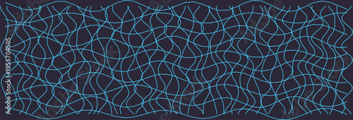 Abstract blue grid with wavy distortion on dark background, ideal for contemporary design projects.